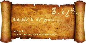 Babják Ágnes névjegykártya